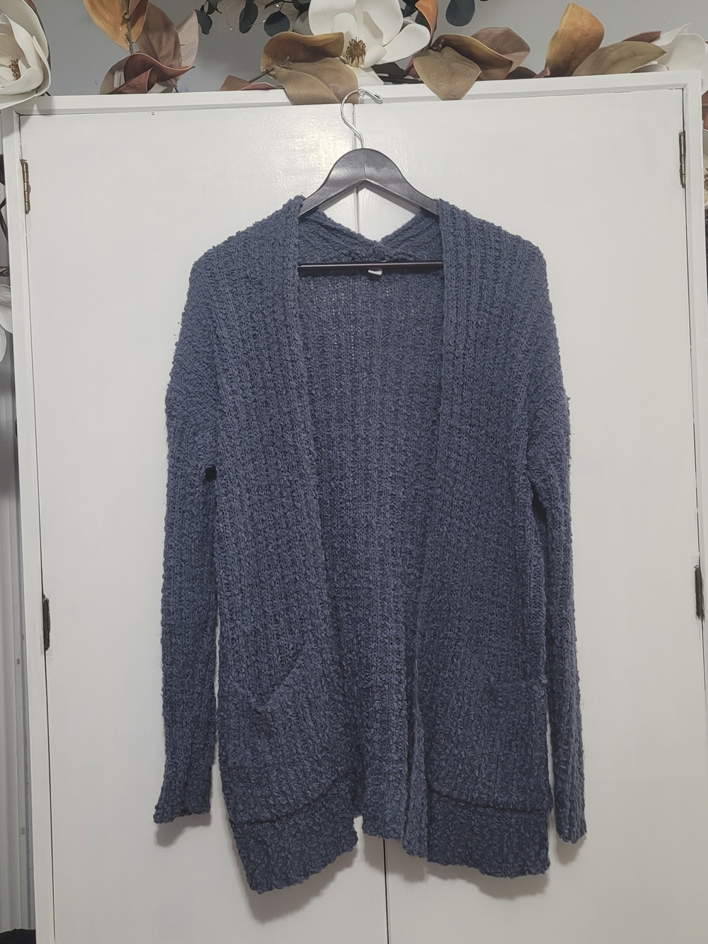 Moral Fiber Open-Front Chunky Cardigan Sweater - Slate Blue
